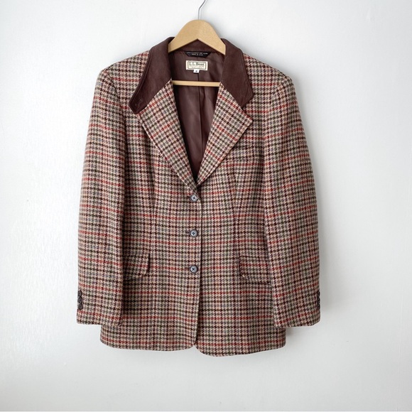 L.L. Bean Jackets & Blazers - Vinage L.L. Bean Womens Wool Brown Houndstooth Blazer 8